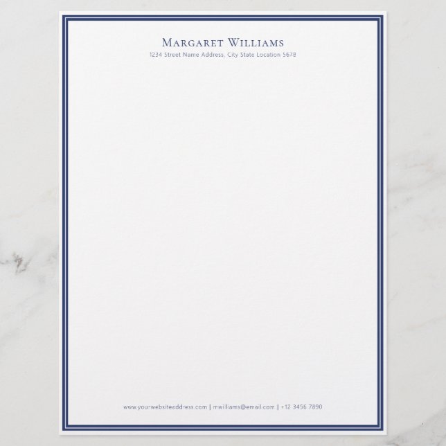 Papier à en-tête professionnel avec bordure bleu m (Devant)