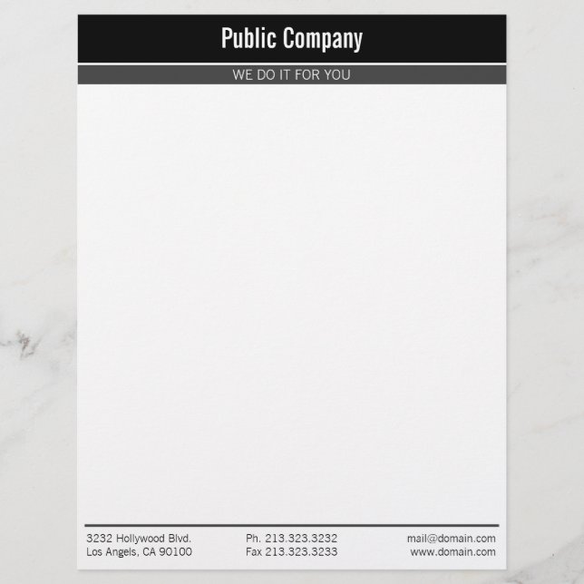 Papier À En-tête Professionnel élégant moderne noir simple (Devant)