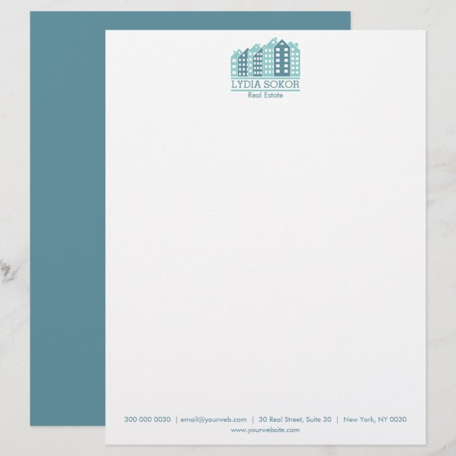 Papier à en-tête professionnel pour l'immobilier (Devant / Derrière)
