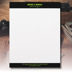 Papier à en-tête professionnel simple moderne néon