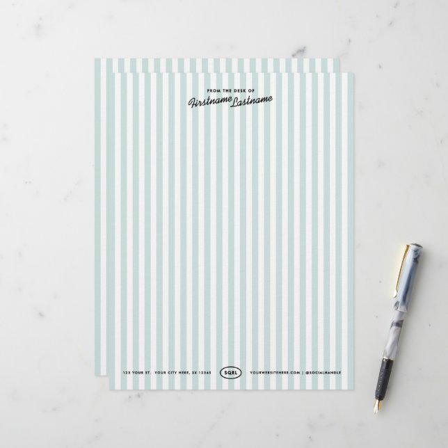 Papier à en-tête rayé de la station balnéaire de C (Devant/Arrière en situation)