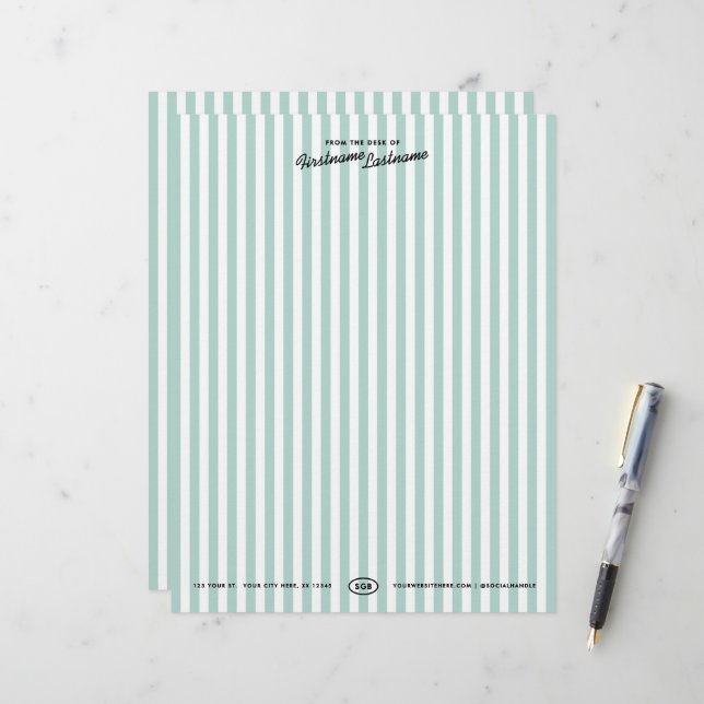 Papier à en-tête rayé de la station balnéaire de C (Devant/Arrière en situation)