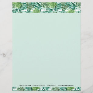 Papier À En-tête Rétros palmettes vertes tropicales chics faites