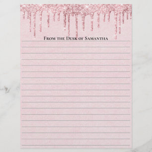 Papier à en-tête rose personnalisé avec strass qui