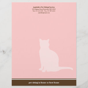 Papier À En-tête Service de garde de chat élégant rose marron perso