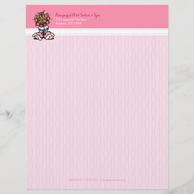 Papier À En-tête Spa du chien Yorkie Pink (Devant)