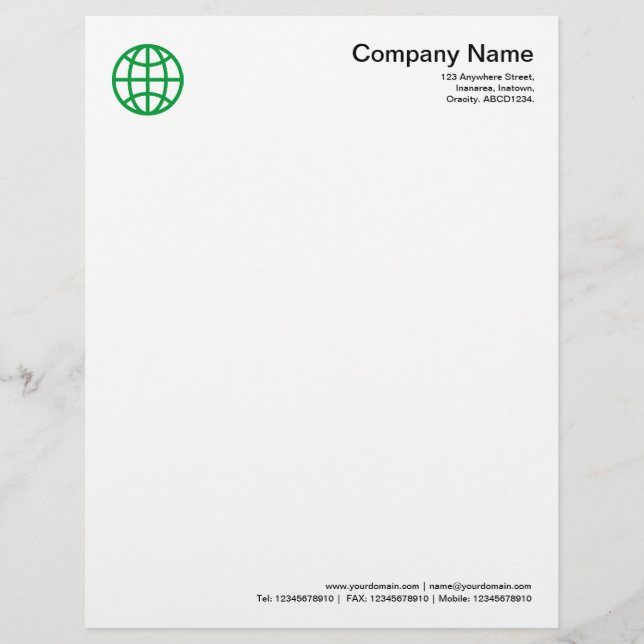 Papier À En-tête Symbole du monde - Vert d'herbe (Devant)