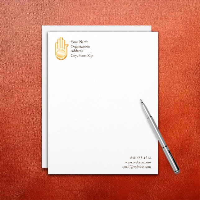 Papier À En-tête Symbole Jain (Jain Symbol Letterhead. 
Golden Ahimsa symbol of the Jain faith. Customize with your text. )