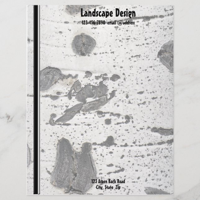 Papier À En-tête Texture blanche d'écorce d'arbre de tremblement (Devant)