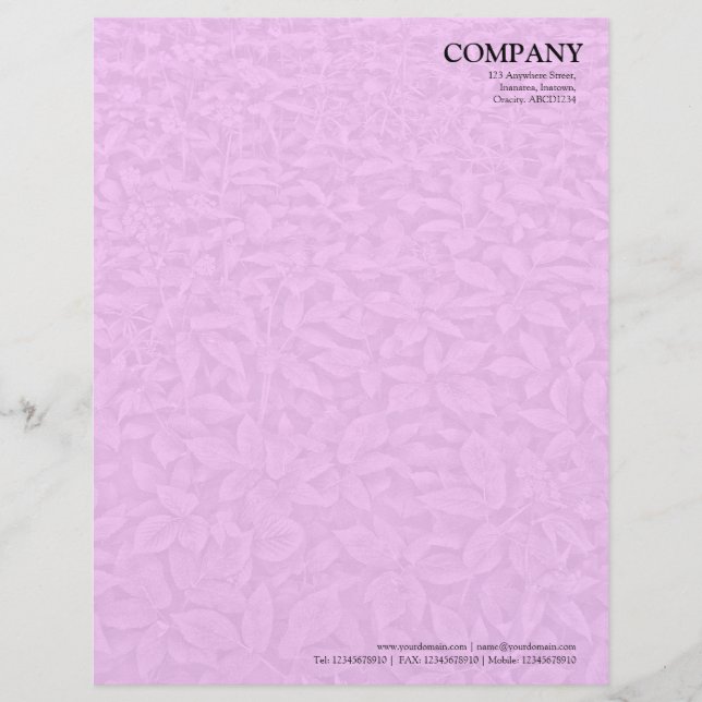 Papier À En-tête Texture feuillue sous-développée - rose (Devant)