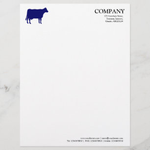 Papier À En-tête Vache bleue marine - Blanc