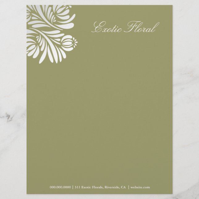 Papier À En-tête vert de mousse floral de 311-Exotic | (Devant)