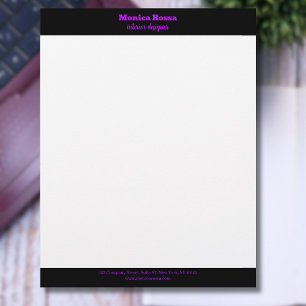 Papier à en-tête violet néon moderne simple profes