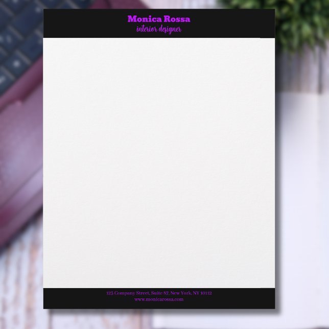 Papier à en-tête violet néon moderne simple profes (Créateur téléchargé)