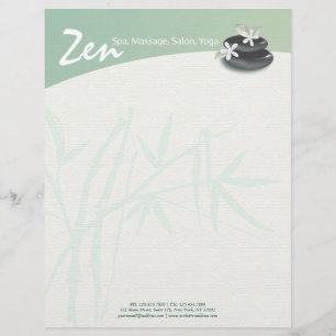 Papier À En-tête ZEN Stone Bamboo YOGA SPA Massage Thérapie Salon