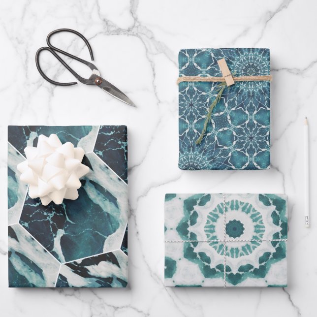 Papier à enveloppement à thème océanique Feuille p (Recto)