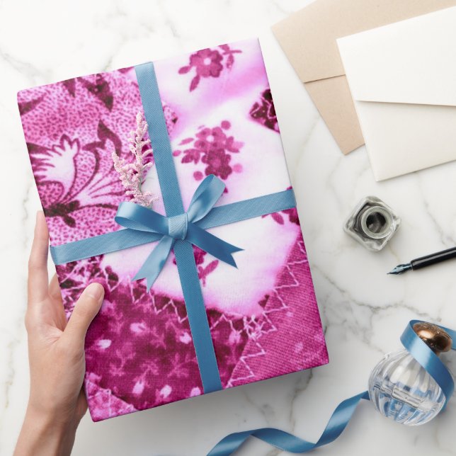 Papier à enveloppement cadeau Rouleau rose blanc (Cadeaux)