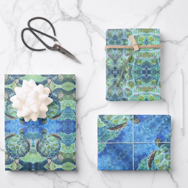 Papier à enveloppement cadeau Turtle de mer #2 (Recto)