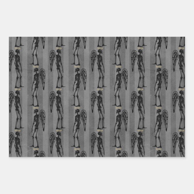 Papier à enveloppement de Noël Angel Skeletons (Devant)