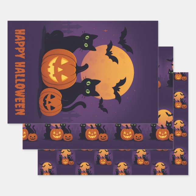 Papier à enveloppement d'Halloween éffrayant - Cha (Lot)