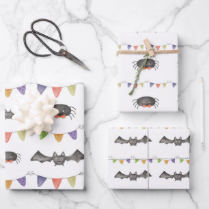 Papier à enveloppement Motif d'Halloween Bat Spide