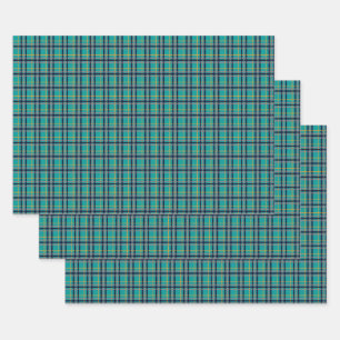 Papier à enveloppement Plaid bleu et orange
