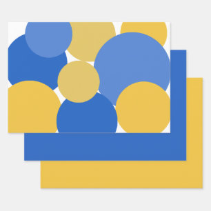 Papier à enveloppement Pois bleu, jaune et blanc