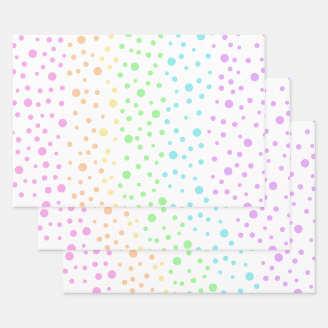 Papier à enveloppement Pois Pastel Rainbow (Lot)