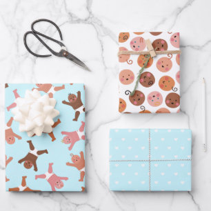 Papier à enveloppement pour bébé bleu Feuille plat