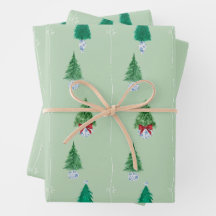 Papier à enveloppement vert de l'arbre de Noël