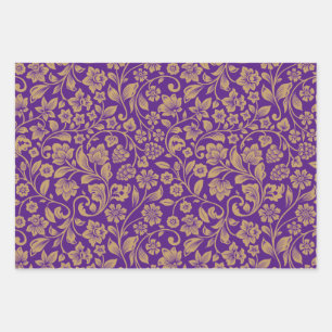 Papier à enveloppement violet avec motif doré