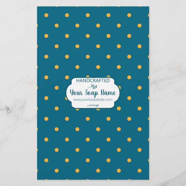 Papier à envelopper à savon bleu et jaune (Devant)
