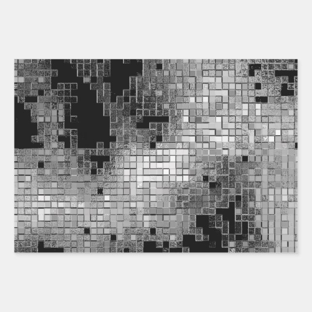 Papier à envelopper avec motif chromé gris (Devant)