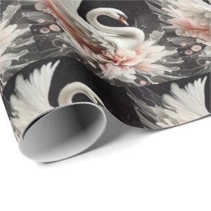 Papier à envelopper cadeau pour cygne élégant