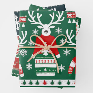 Papier à envelopper doux de Noël, rouge et vert