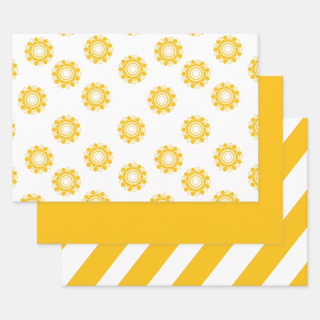 Papier à envelopper Feuille plate RETRO JAUNE CLAI (Lot)