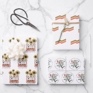 Papier à envelopper Feuille plate Set de 3, Fleurs