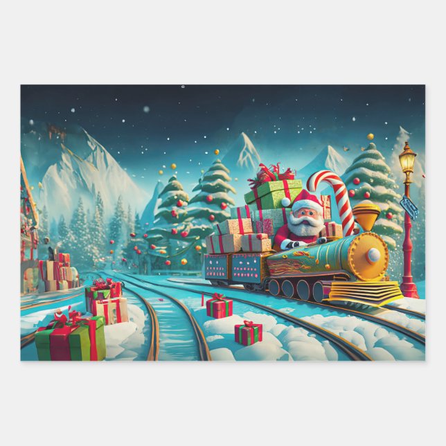 Papier à envelopper Père Noël Pôle Nord Express No (Devant)