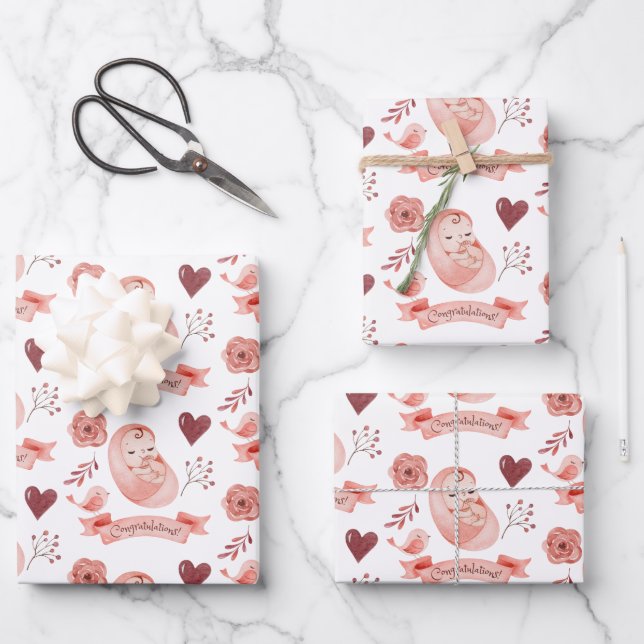 Papier à envelopper pour bébé - Feuille plate Ense (Recto)