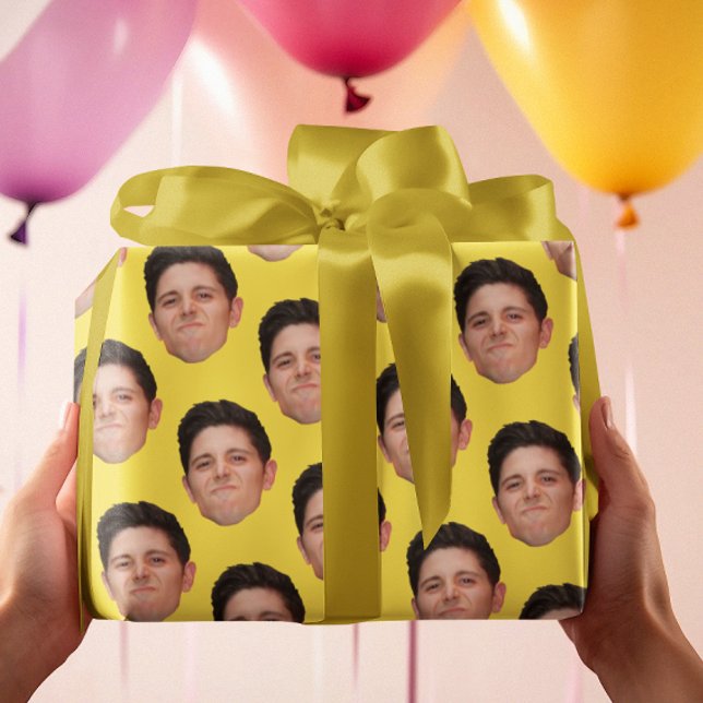 Papier à envelopper pour cadeau jaune visage ou an (Créateur téléchargé)