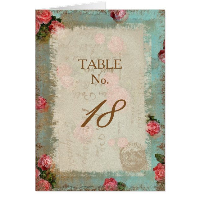 Papier à fleurs vintage - Carte Numéro de tableau (Devant)