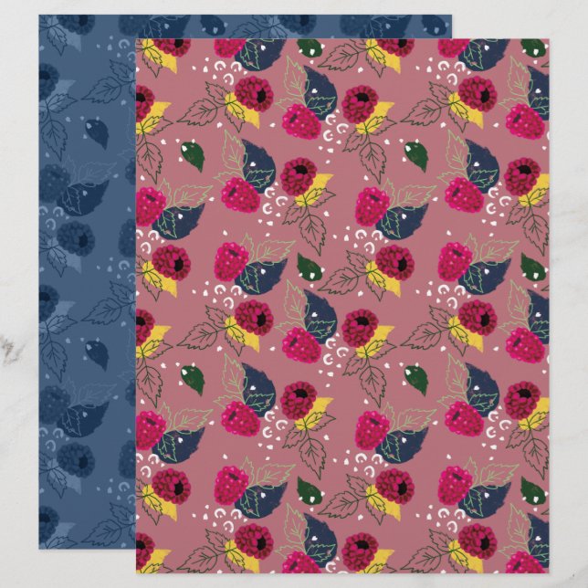 Papier à grappes à framboise (Devant / Derrière)