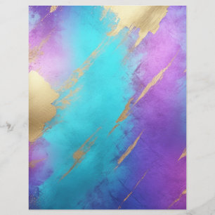 Papier à gratte-ciel bleu violet Turquoise or