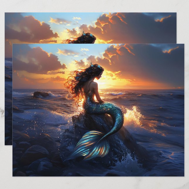 Papier à gratte-ciel de sirène Sunset (Devant / Derrière)