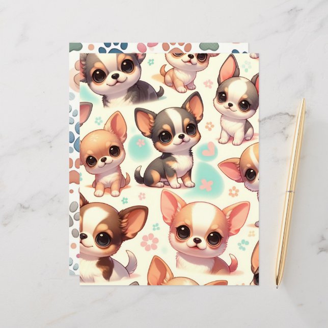 Papier à gratter Chihuahua Chig couleur mignonne (Devant/Arrière en situation)