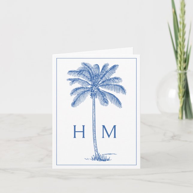 Papier à lettre monogrammé Palmetto Palm côtier bl (Devant)