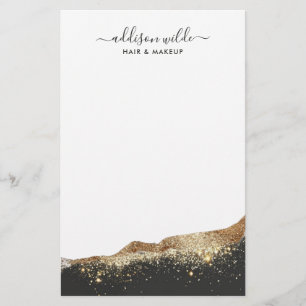 Papier à Lettre Tendance à Paillettes Noires et Do