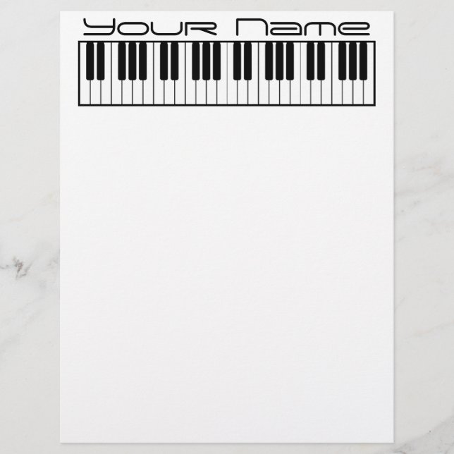 Papier à lettres à en-tête Clavier de Piano (Devant)