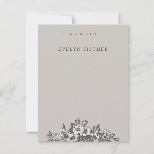 Papier à lettres à motifs floraux gravés - gris (Devant)