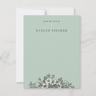 Papier à lettres à motifs floraux - Vert